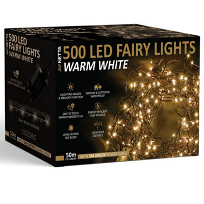 NETTA 500 Led 50M Fairy String Christmas Tree Lights Outdoor And Indoor Plug In - Warm White - image 1
