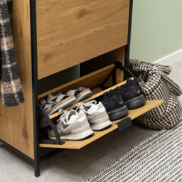 Furniture To Go Seaford Shoe Cabinet In Black And Oak - thumbnail 6