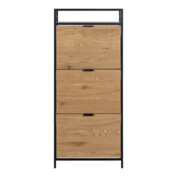 Furniture To Go Seaford Shoe Cabinet In Black And Oak - thumbnail 2