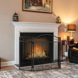 Gainoom 3-Panel Fireplace Screen Folding Decorative Spark Guard Freestanding Safe Fence - thumbnail 4