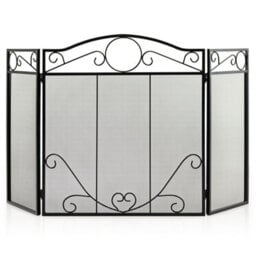 Gainoom 3-Panel Fireplace Screen Folding Decorative Spark Guard Freestanding Safe Fence - thumbnail 1