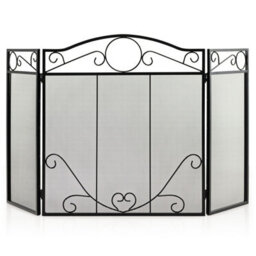 Gainoom 3-Panel Fireplace Screen Folding Decorative Spark Guard Freestanding Safe Fence
