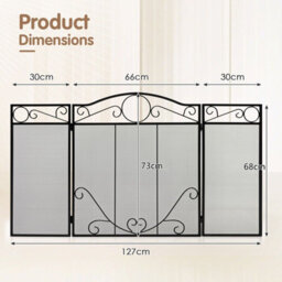 Gainoom 3-Panel Fireplace Screen Folding Decorative Spark Guard Freestanding Safe Fence - thumbnail 2