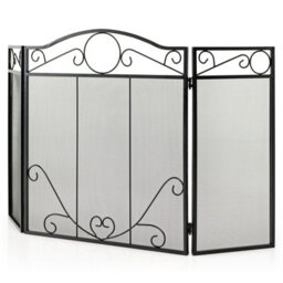 Gainoom 3-Panel Fireplace Screen Folding Decorative Spark Guard Freestanding Safe Fence - thumbnail 3