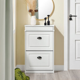 Sobuy Fsr78-Wg, Shoe Rack Cabinet With 2 Flip Drawers, Slim Shoe Storage Cabinet,white,w53.5Xd23.8Xh85 - thumbnail 4