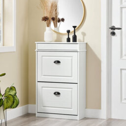 Sobuy Fsr78-Wg, Shoe Rack Cabinet With 2 Flip Drawers, Slim Shoe Storage Cabinet,white,w53.5Xd23.8Xh85 - thumbnail 5