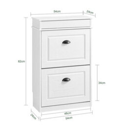Sobuy Fsr78-Wg, Shoe Rack Cabinet With 2 Flip Drawers, Slim Shoe Storage Cabinet,white,w53.5Xd23.8Xh85 - thumbnail 3