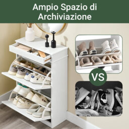 Sobuy Fsr78-Wg, Shoe Rack Cabinet With 2 Flip Drawers, Slim Shoe Storage Cabinet,white,w53.5Xd23.8Xh85 - thumbnail 7