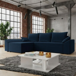 Dante L Modern Corner Sofa Bed Universal L Shape Couch With Guest Sleep Function Storage Durable Fabric Blue
