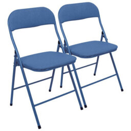 Harbour Housewares Fabric Padded Metal Folding Chairs - Blue - Pack Of 2 - thumbnail 1