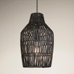 Industville Boho Rattan Ceiling Pendant Light - 11 Inch - Vase, Black - thumbnail 2