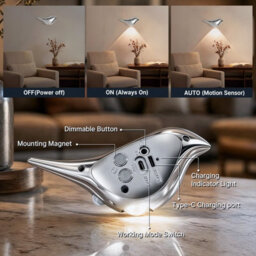 Amorly 2 Pack Silver Motion Sensor Night Lights, Rechargeable Cordless Magnetic Wall Lamp,for Hallway, Bathroom, Stairway, Entryway - thumbnail 4