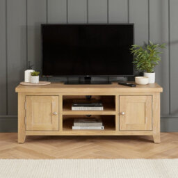 The Furniture Market Cheshire Whitewash Oak Large Tv Stand Unit Up To 60 Widescreen Size