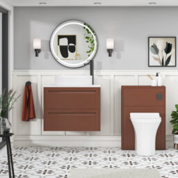 Royal Bathrooms Royal Bathroom Elmore 700mm Terracotta Clay Wall Mounted Countertop Bathroom Vanity Unit 2 Drawer With Lyon Basin - thumbnail 5