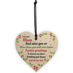 Red Ocean Handmade Mum Memorial Christmas Tree Decoration Wooden Heart Mum Memorial Plaque - thumbnail 5