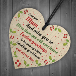 Red Ocean Handmade Mum Memorial Christmas Tree Decoration Wooden Heart Mum Memorial Plaque - thumbnail 6