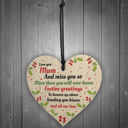 Red Ocean Handmade Mum Memorial Christmas Tree Decoration Wooden Heart Mum Memorial Plaque - thumbnail 2