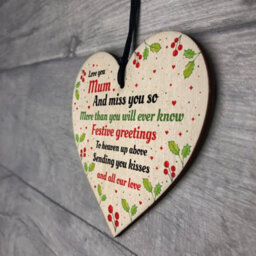 Red Ocean Handmade Mum Memorial Christmas Tree Decoration Wooden Heart Mum Memorial Plaque - thumbnail 7