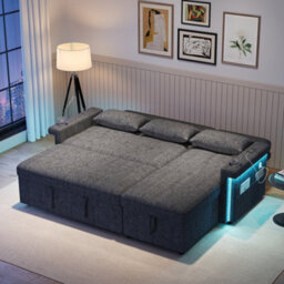 Matteo Grey L-Shaped Corner Sofa Bed With Pull-Out Sleeping Function, Led Lights, Usb Ports & Storage For Living Room - thumbnail 2