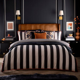 Laurence Llewelyn-Bowen Festivo Circus Stripe Striped 200 Thread Count Cotton Black Duvet Cover Set - thumbnail 4