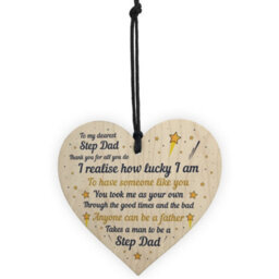 Red Ocean Step Dad Gift Novelty Plaque Wooden Heart Thank You Gift For Him Gifts For Dad - thumbnail 5