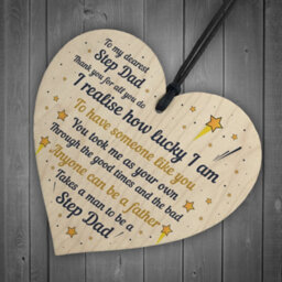 Red Ocean Step Dad Gift Novelty Plaque Wooden Heart Thank You Gift For Him Gifts For Dad - thumbnail 6