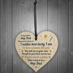 Red Ocean Step Dad Gift Novelty Plaque Wooden Heart Thank You Gift For Him Gifts For Dad - thumbnail 2