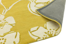 Yellow Easy To Clean Floral Handmade Modern Wool Rug For Living Room, Bedroom - 200Cm X 300Cm - thumbnail 5