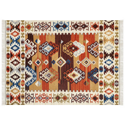 Beliani Rug Vosketap Multicolour 160 X 230 Cm Wool Kilim - image 1