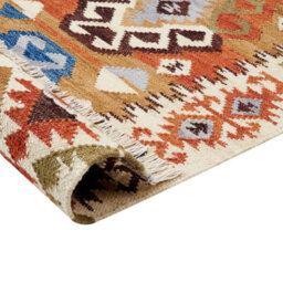 Beliani Rug Vosketap Multicolour 160 X 230 Cm Wool Kilim - thumbnail 7