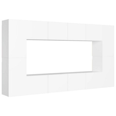 Berkfield Sturdy 8 Piece Tv Cabinet Set White Engineered Wood - image 1