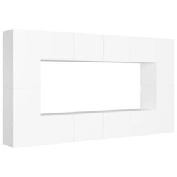 Berkfield Sturdy 8 Piece Tv Cabinet Set White Engineered Wood - thumbnail 1