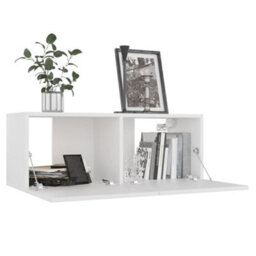 Berkfield Sturdy 8 Piece Tv Cabinet Set White Engineered Wood - thumbnail 4