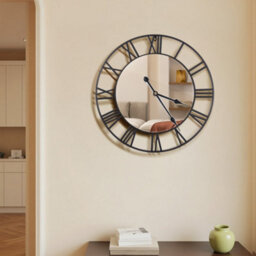 Living And Home 24-Inch Black Simple Non-Tick Mirror Wall Clock Diameter 60Cm - thumbnail 2