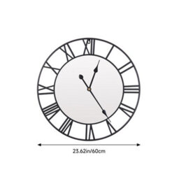 Living And Home 24-Inch Black Simple Non-Tick Mirror Wall Clock Diameter 60Cm - thumbnail 9