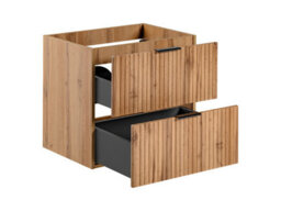 Impact Furniture Wall Hung Vanity Unit 600mm Oak Effect Vanity Unit With Drawers Ribbed Fluted Floating Bathroom Cabinet Adel - thumbnail 8