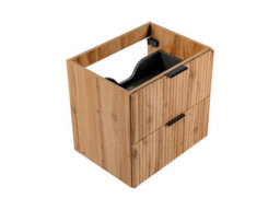 Impact Furniture Wall Hung Vanity Unit 600mm Oak Effect Vanity Unit With Drawers Ribbed Fluted Floating Bathroom Cabinet Adel - thumbnail 3
