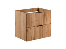 Impact Furniture Wall Hung Vanity Unit 600mm Oak Effect Vanity Unit With Drawers Ribbed Fluted Floating Bathroom Cabinet Adel - thumbnail 5