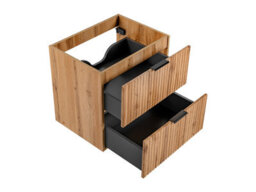 Impact Furniture Wall Hung Vanity Unit 600mm Oak Effect Vanity Unit With Drawers Ribbed Fluted Floating Bathroom Cabinet Adel - thumbnail 7