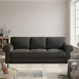 Bukiet Modern Upholstered Sofa Bed With Storage Polyurethane Foam Wavy Springs 256X103X95Cm Black - thumbnail 2