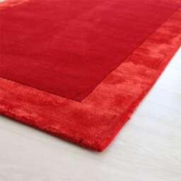 Red Bordered Modern Wool Handmade Rug For Dining Room Bedroom & Living Room-200Cm X 290Cm - thumbnail 4
