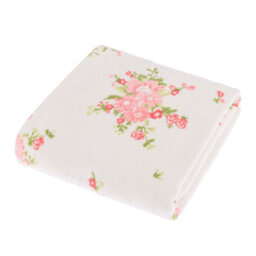 Homescapes Floral Printed Cream Bath Towel 100% Cotton