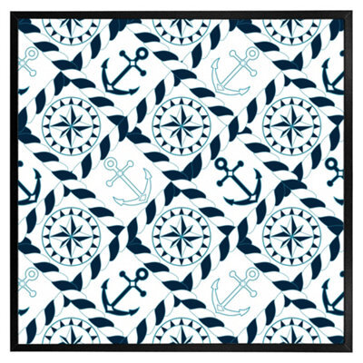"Andrew Lee Blue Nautical Elements (Picutre Frame) / 12X12"" / Oak" - image 1