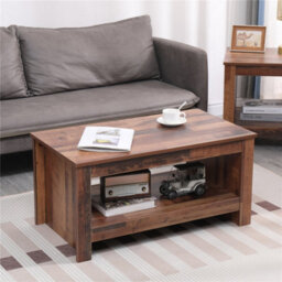 Furniturehmd Vintage Coffee Table With Lower Shelf Media Table Side End Table For Living Room - thumbnail 2