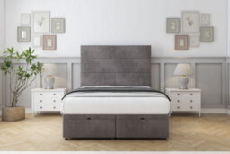 "Sloomy Texas Slate Naples Ottoman Bed Base With 26"" Strutted Headboard 4' Small Double"