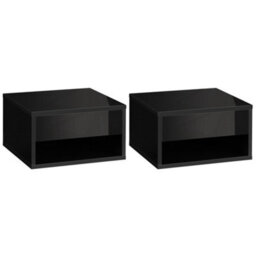 Wyld Haus Fisaro Set Of 2 High Gloss Black Floating Bedside Tables - 1 Drawer And 1 Shelf, Compact Wall-Mounted Pair - thumbnail 2