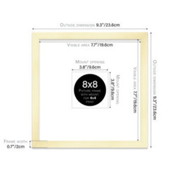"8X8"" Gold Picture Frame - 8X8"" Square Frame With 4X4"" Mount For 8X8""/4X4"" Pictures Art Deco Style Room Decor, 1 Pack" - thumbnail 2
