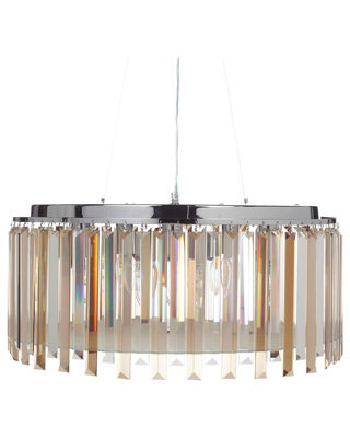 Wyld And Coco Glamour Lighting Chrome Glass Crystal Chandelier For Living And Dining Rooms, Adjustable Height, 50Cm Diameter - image 1