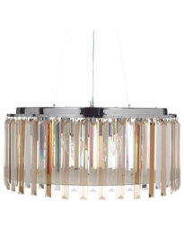 Wyld And Coco Glamour Lighting Chrome Glass Crystal Chandelier For Living And Dining Rooms, Adjustable Height, 50Cm Diameter - thumbnail 1