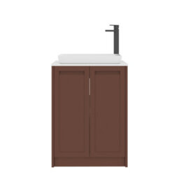Royal Bathrooms Royal Bathroom Elmore 600mm Terracotta Clay Freestanding Bathroom Vanity Unit 2 Door Plain White Worktop With Qubix Basin - thumbnail 7